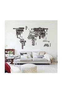KT Decor Dünya Haritası Ülke Adları Büyük Boyut Duvar Sticker Dünya Ülkeleri Atlas Megaboyut Dekor