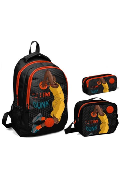 Coral High Siyah Basketbol Baskılı Okul Çanta Seti