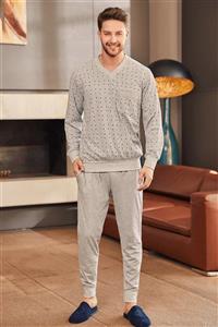 By Mecit Pijama Erkek Gri Büyük Beden Pijama Takımı