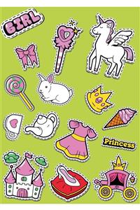 Ünsal Desing Girl-unicorn-şeker-kalp-princess-dondurma-araba-şato-elbise-kupa Stickerları