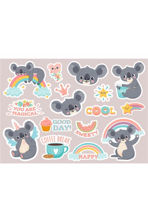 Ünsal Desing Rakun Sticker - Mutluluk - Kahve - Sevimli Hayvan -laptop-ajanda-tablet Sticker