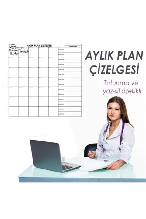 Techno Center Manyetik Yapıştırıcı Gerektirmeyen Aylık Plan Çizelgesi 100×100cm