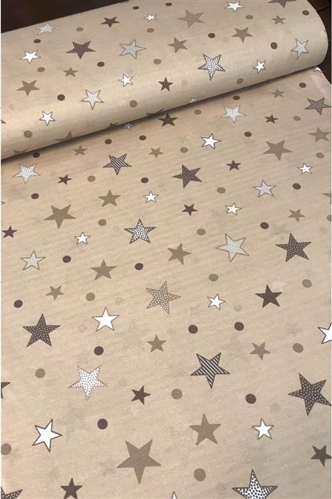 Bebek Özel Pamuklu Bebek Ve Çocuk Lastikli Çarşaf 80x160 Yıldızlı Kahverengi