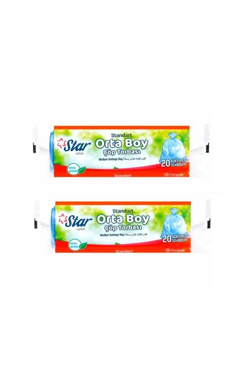 Star Plus Orta Boy 55x60 Çöp Poşeti 2 Rulo 40 Adet
