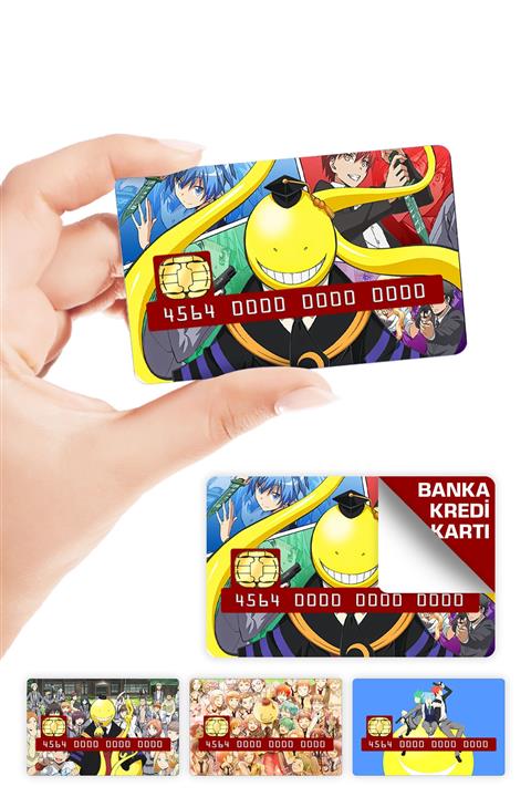 ZipZap Assassination Classroom Suikast Sınıfı Kredi Kartı Kaplama Sticker 4 Adet Ansatsu Kyoushitsu