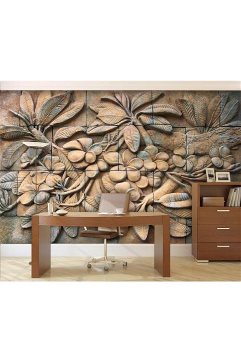 Özen Duvar Kağıtları 3d Kabartma Çiçekler Duvar Kağıdı