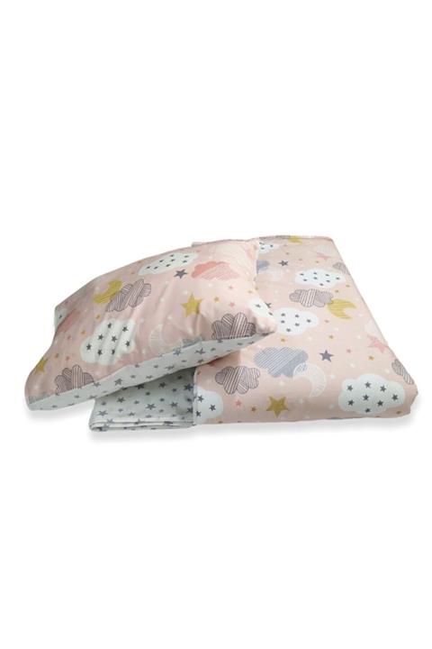 Bebek Özel Kız Bebek Somon Ay Yıldız Nevresim Takımı 100x150