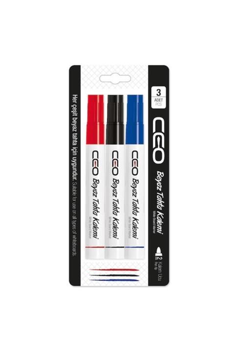 Ceo Kırmızı Siyah Mavi Beyaz Tahta Kalemi Üçlü Set