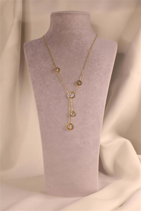 HME Gold Çoklu Roma Rakamlı Kolye Paslanmaz Çelik