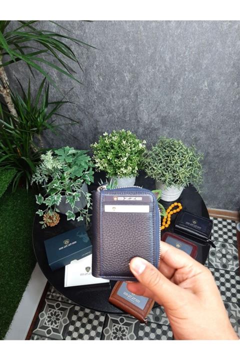 Azze Deri Hakiki Deri Fermuarlı Kartlık 401kd4017 Lacivert