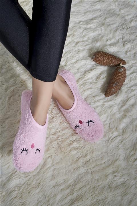 Sunset Kadın Pembe Yumuşak Desenli Ev Patiği