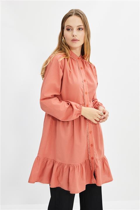 Trendyol Modest Somon Hakim Yaka Tunik