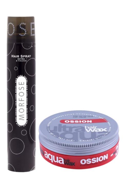 Morfose Saç Spreyi Siyah 400 ml + Ossion Ultra Aqua Gel Wax 3