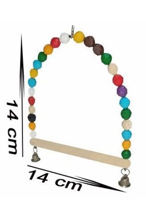 MCE Pet Kuş Zilli Boncuklu Ahşap Salıncak