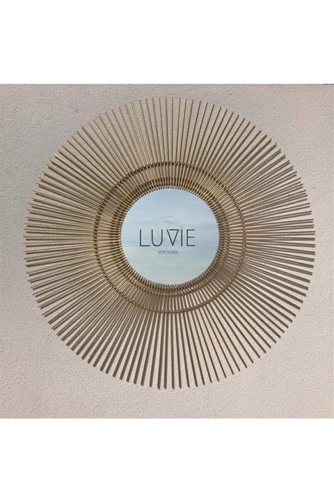 LUVIE Gold Renk Concept Rattan Bambu Ayna 40'120