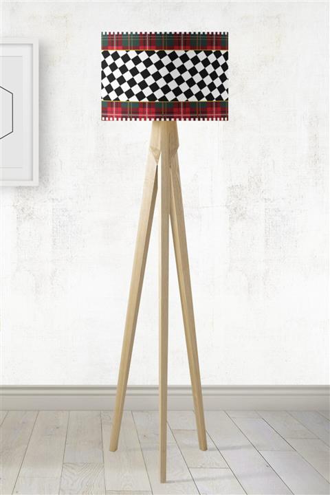 Beshick Kırmızı Yeşil Ekose Dama Kumaş Lambader