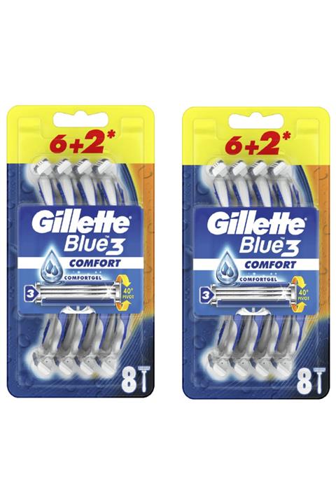 Blue Gillette 3 Comfort Kullan-at Tıraş Bıçağı 8'li 2 Adet