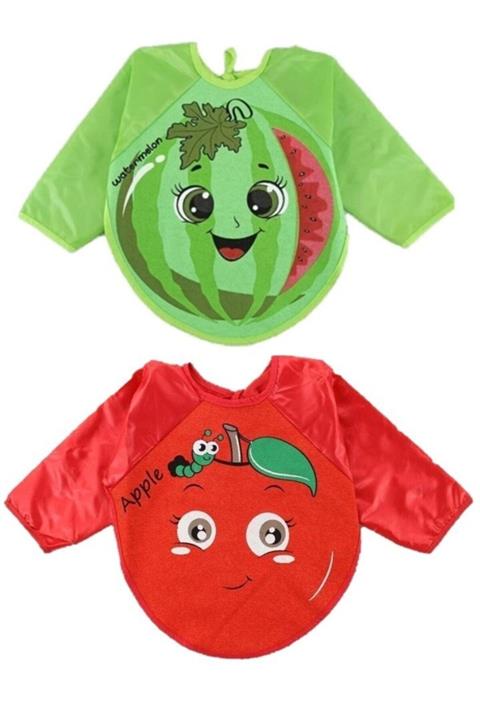 Belinay Karpuz Ve Elma Motif Kollu Mama Önlüğü