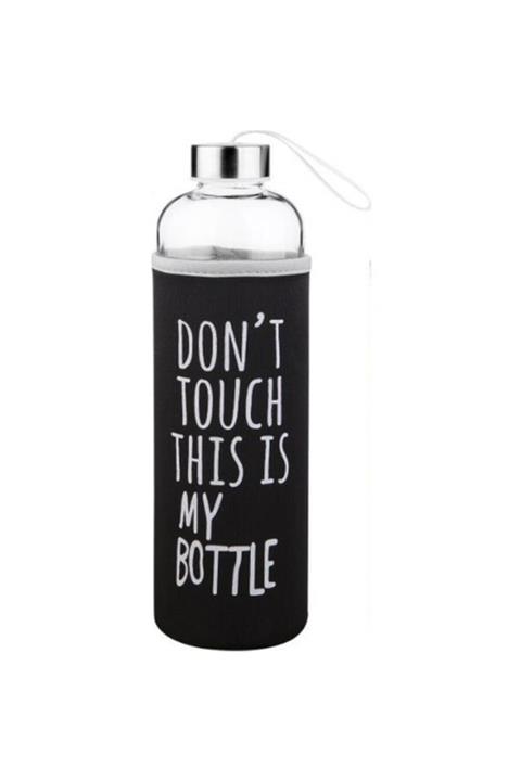 PEAKGİFT Siyah Don't Touch This Is My Bottle Yazılı Cam Matara 1 lt