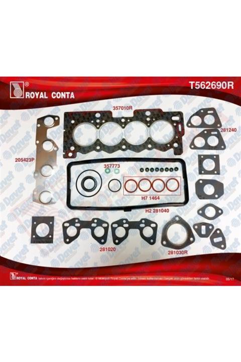 Royal Ust Takım Conta 72-75mm Reınz Kecelı Subap Lastıklı S.k.c Dahıl P106-p206-p306