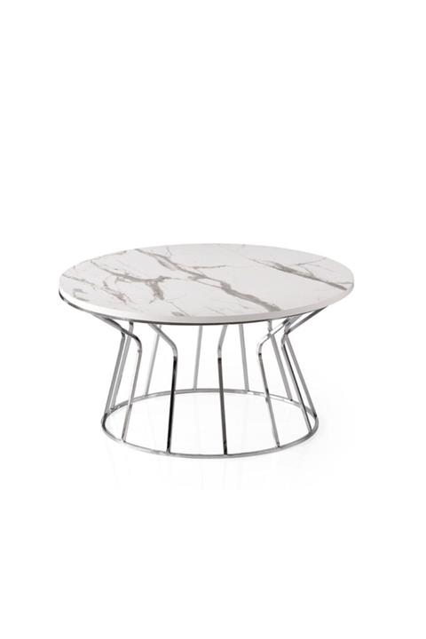 Lider Masacı Home Vazo Krom Orta Sehpa Beyaz Mermer