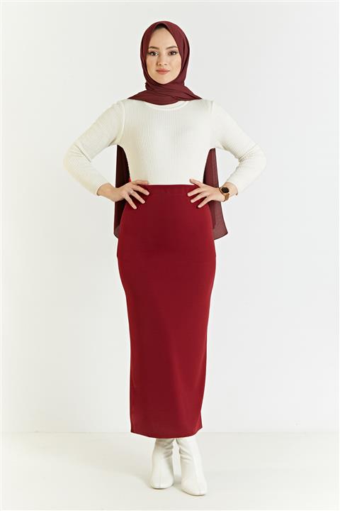 Essah Moda Kadın Bordo Kalem Etek - Me000247