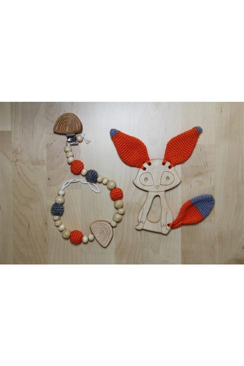 babylimebutik Tilki Yeni Doğan Seti Amigurumi Organik Oyuncak