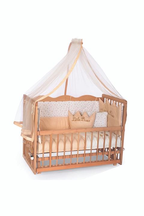 bamgidoo Asya Organik 60x120 Anne Yanı Sallanır Beşik  - Krem Prens (erkek) Uyku Setli & Yataklı