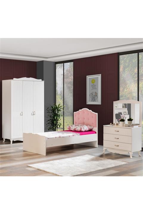 Setay Su Genç Odası Takımı - 3 Kapılı Dolap, Karyola, Şifonyer