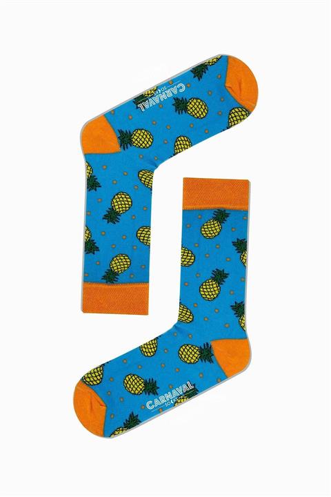 CARNAVAL SOCKS Unisex Mavi Ananas Desenli Çorap 36-44