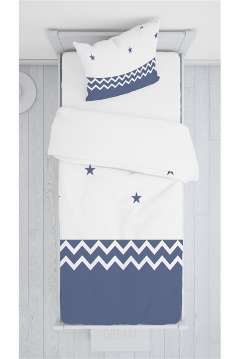 halımarkt Mavi Beyaz Yıldızlı Yatak Örtüsü Takımı Hm-b45