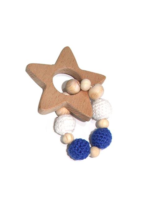 bebegen Yıldızlı Mavi Beyaz Amugurimi Diş Kaşıyıcı