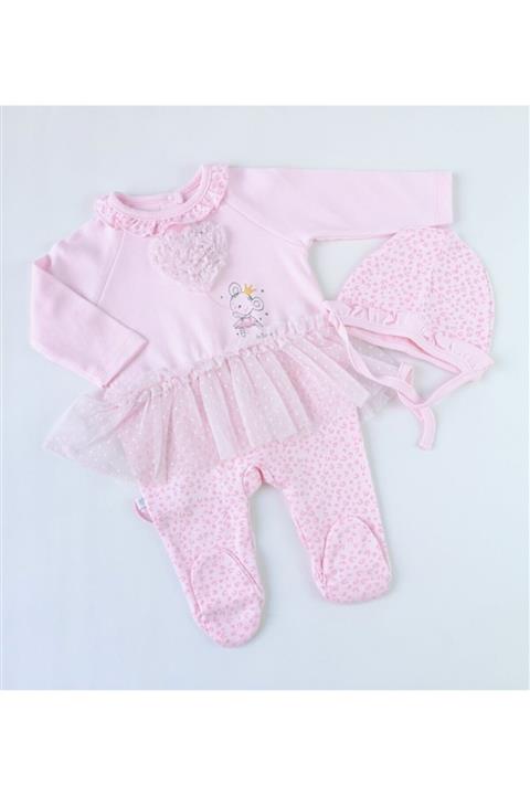 Caramel Tütülü Şapkalı Bebek Tulum Takım