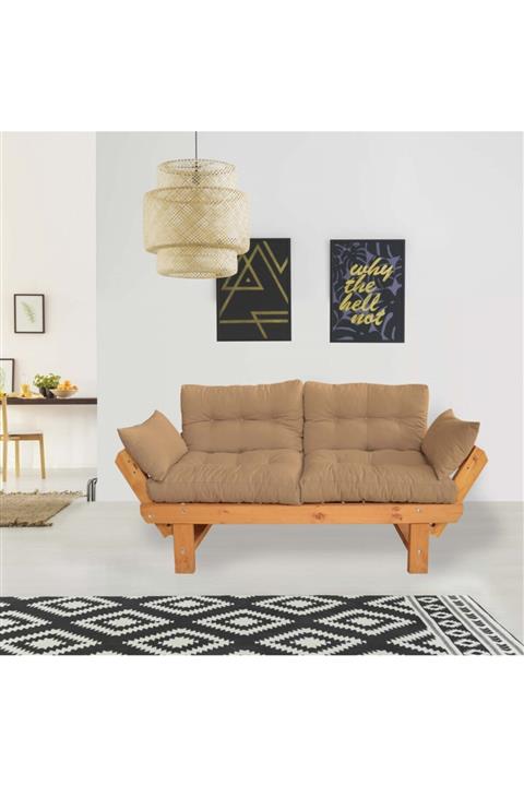 Woodesk Toro Masif Tik-camel Renk 2li Kanepe Cpt8341-210