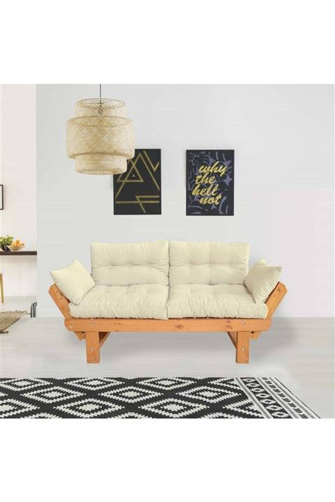 Woodesk Toro Masif Tik-kırık Beyaz Renk 2li Kanepe Cpt8344-210