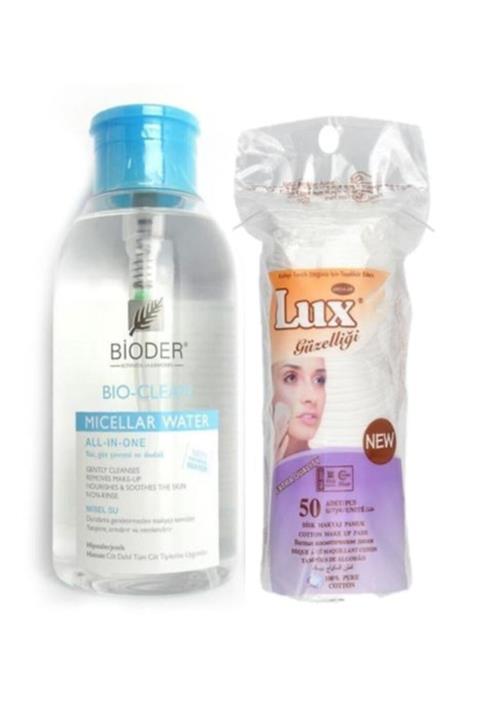 LUX Disk Makyaj Temizleme Pamuğu 50'li + Bioder Misel Solüsyon 500 Ml