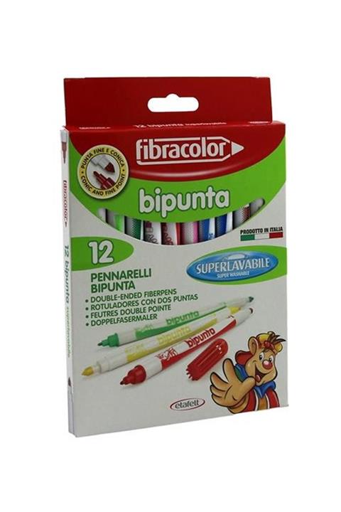 Fibracolor 12 Renk Çift Uçlu Keçeli Kalem  Kuru Boya Kalemi