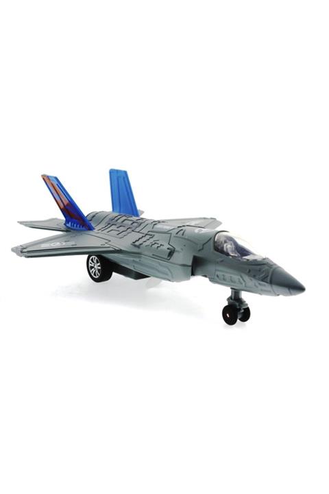 Mega Oyuncak Çek Bırak Metal F-35 Benzeri Gri Savaş Uçağı Sesli Işıklı