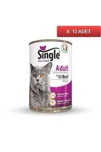 SINGLE Biftekli Kedi Konservesi 415 Gr (12 Adet)