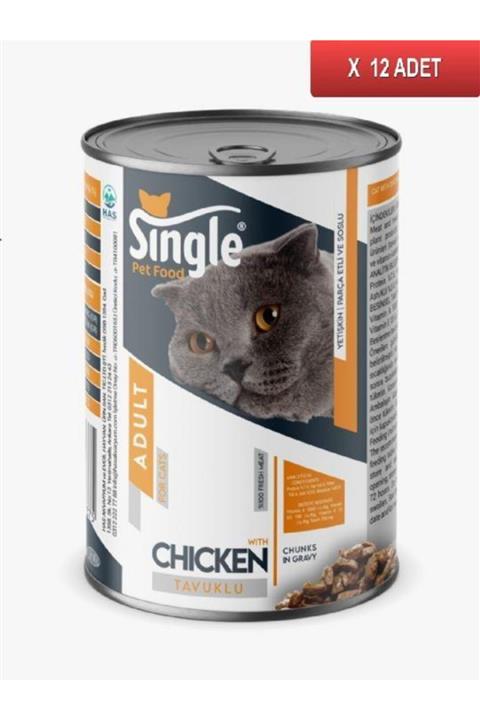 SINGLE For Cats Tavuk Etli Kedi Konservesi 400gr (12 Adet)