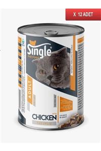 SINGLE For Cats Tavuk Etli Kedi Konservesi 400gr (12 Adet)