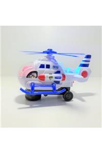 Kids Polis Süper Helikopter Işıklı Sesli Çarp Dön 18cm