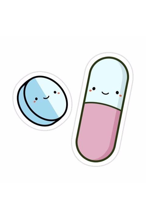 ZobarMarkt Gülen Yüz Ilaç Defter Ajanda Planner Bullet Journal Laptop Sticker, 6 Cm