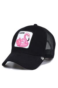 CosmoOutlet Floater Flamingo Figürlü Unisex Siyah Şapka