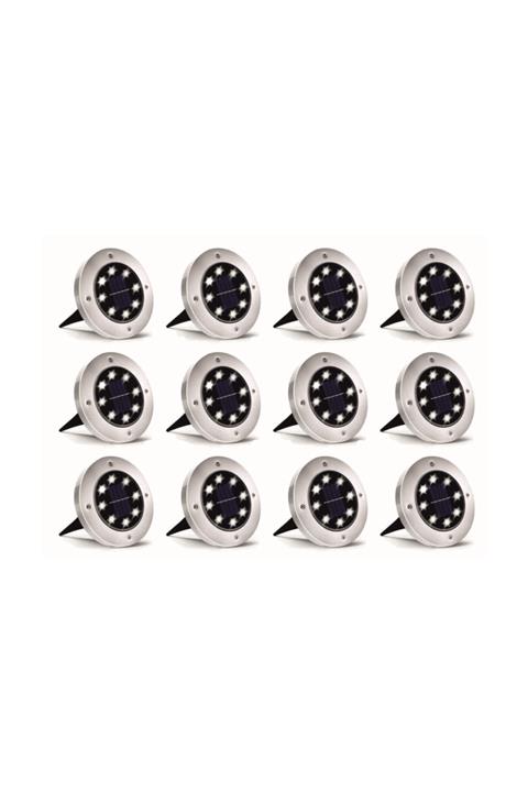 Dnz 12'li 3w Solar Güneş Enerjili Kazıklı Çim & Bahçe Aydınlatma,paslanmaz Inox, Ip65,günışığı Işık