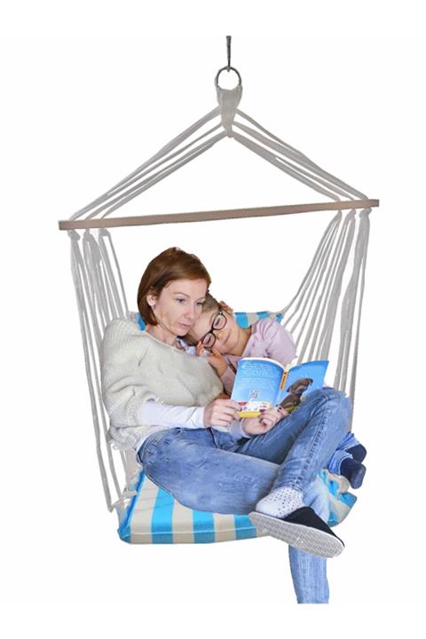 KEYİF SEPETİ Sandalye Salıncak Mavi Beyaz