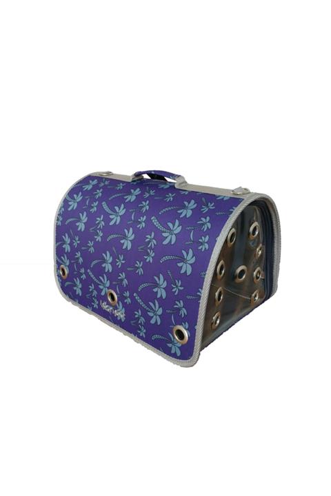 LeonPet Köpek Ve Kedi Fly Bag Taşıma Çantası Mavi Palmiye Desenli 25x40x25 Cm