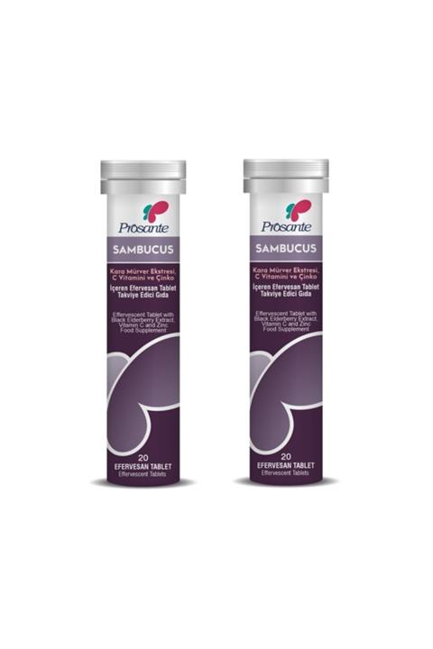 Prosante Sambucus Kara Mürver, C Vitamini Ve Çinko Içeren Efervesan 20 Tablet 2'li Set