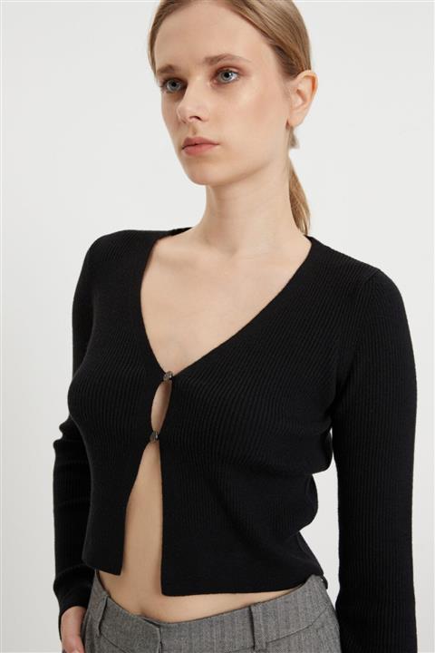 Love My Body Uzun Kol Düğmeli Triko Hırka