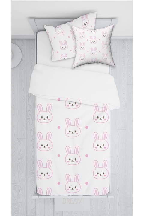 halımarkt Sevimli Tavşan Beyaz Çocuk Yatak Örtüsü Takımı